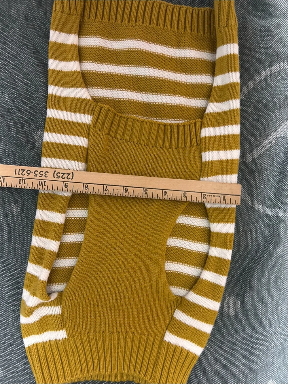Striped Mustard & White Knit Dog Sweater - Unbranded size medium